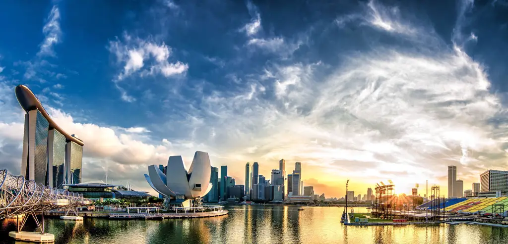 Gambar pemandangan langit kota Singapura yang indah