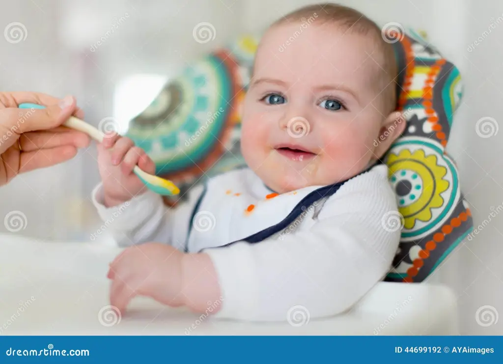 Gambar bayi sedang makan pure pepaya