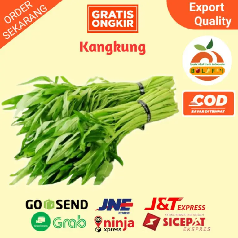 Kangkung dan bunga pepaya segar siap diolah