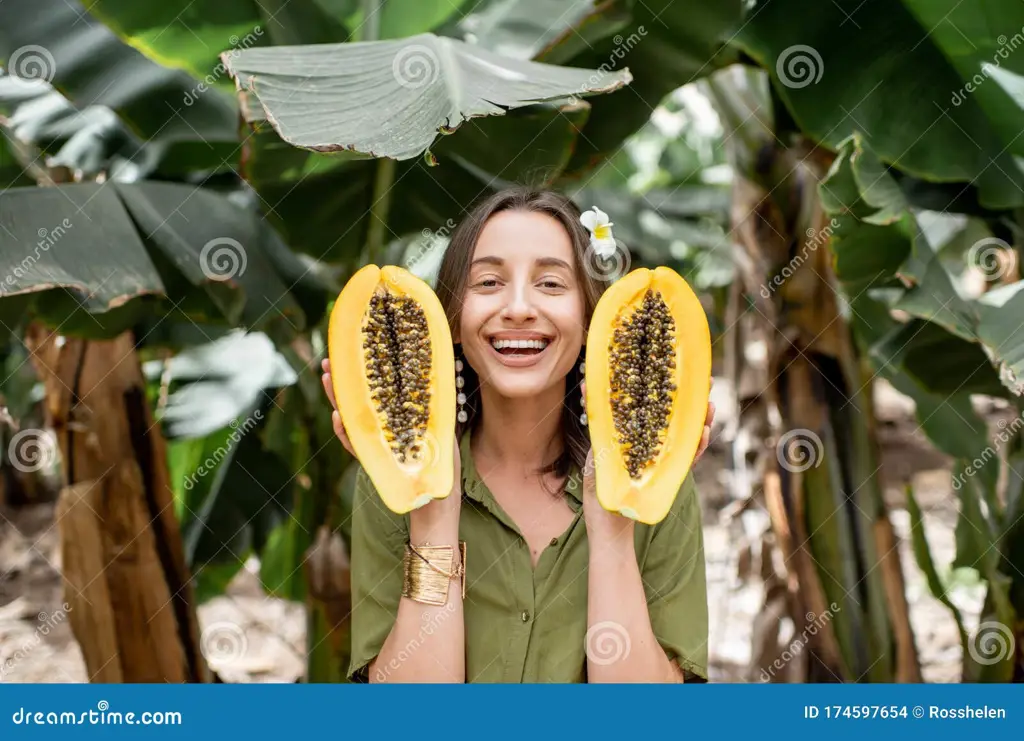 Gambar wanita sedang makan salad pepaya